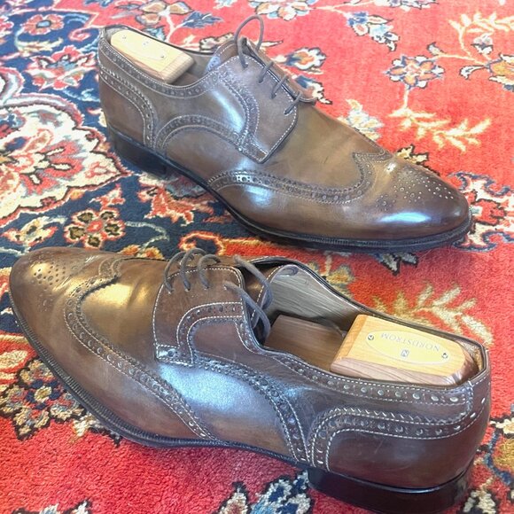Scarpa Di Bianco, Italy\'s FINEST, Size 12D USED Brown Men\'s Gallo Wingtips main image 10